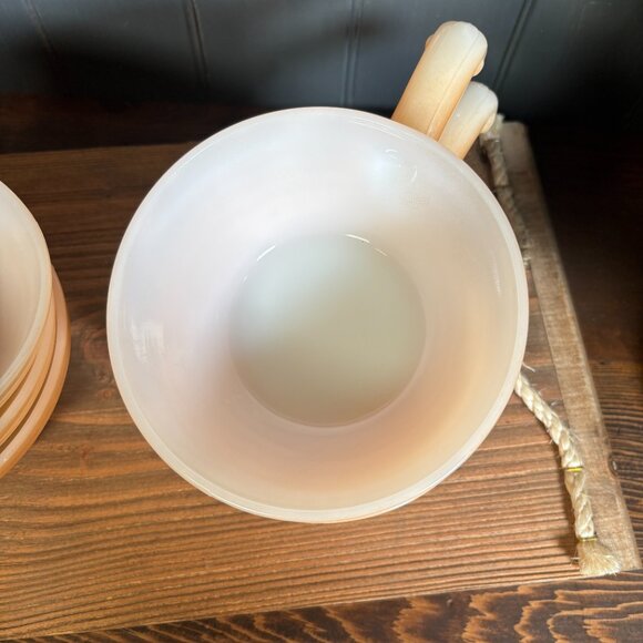 Vintage Anchor Hocking Fire King Peach Lustre Soup Bowls Set of 6 Oven Ware - Picture 2 of 16